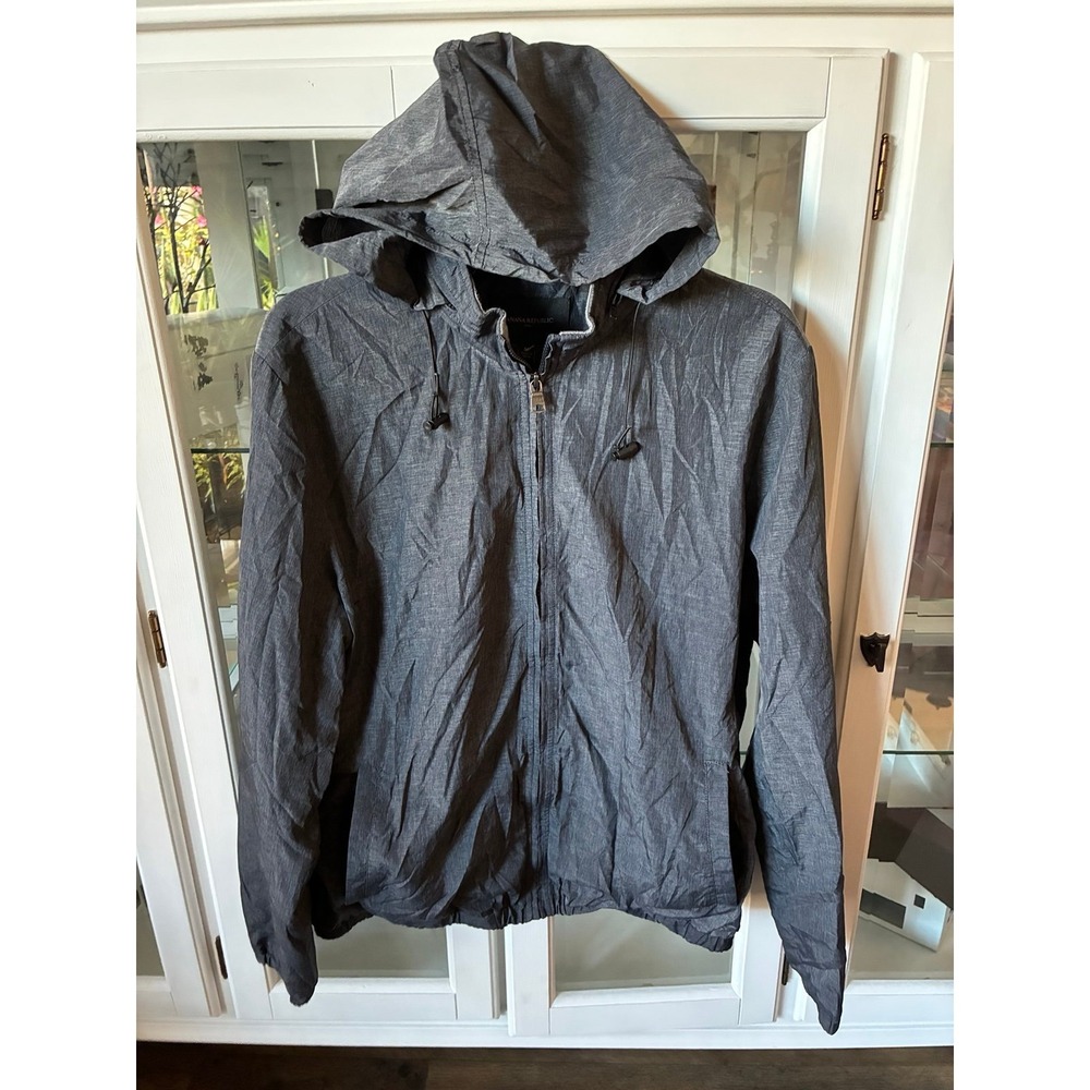 Ladies grey Banana Republic light weight windbreaker w/ zip away hood Sz. Med